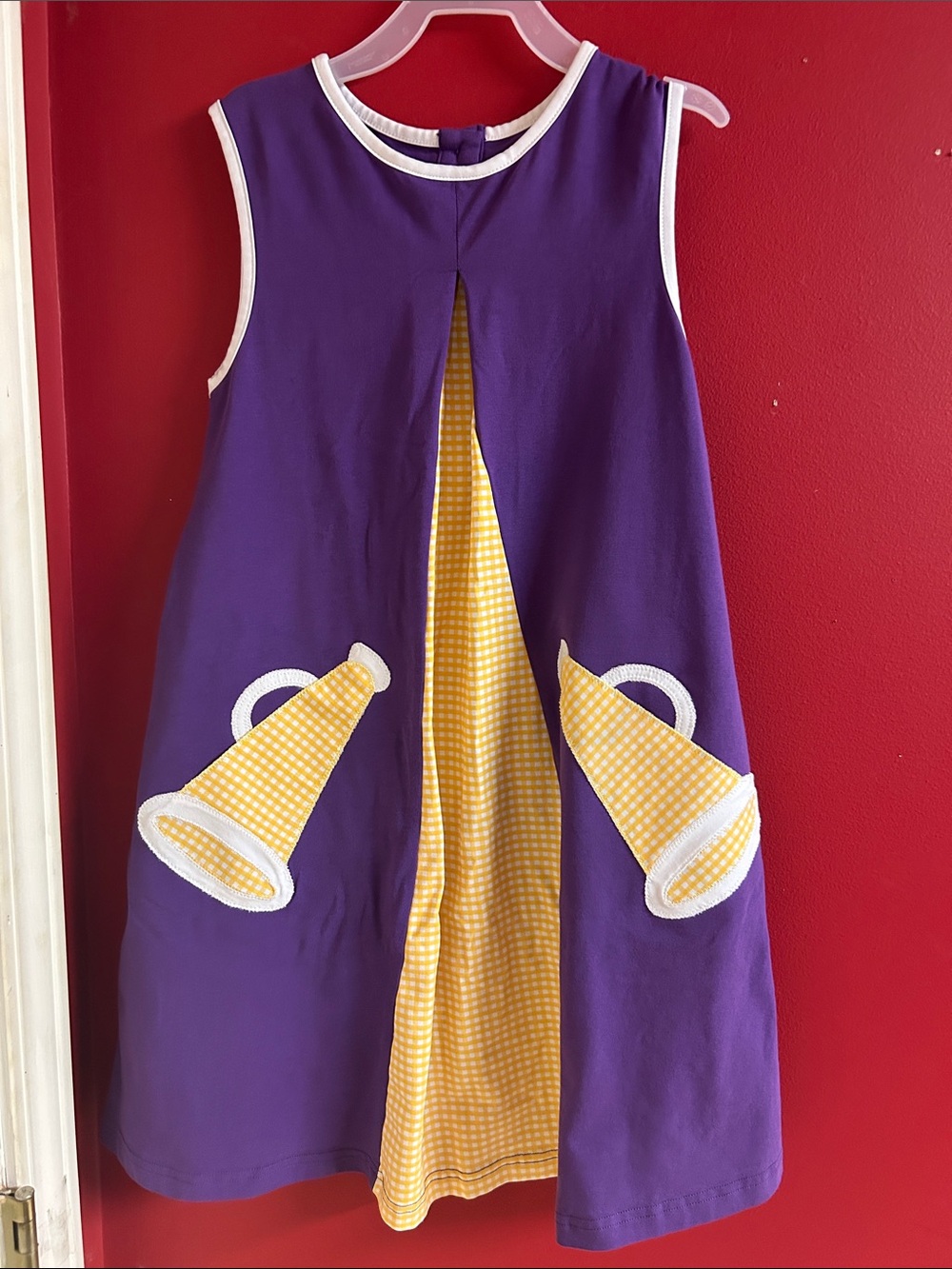 Girls Purple and Yellow Gingham Casual Dress size XL (10-12) LSU tigers